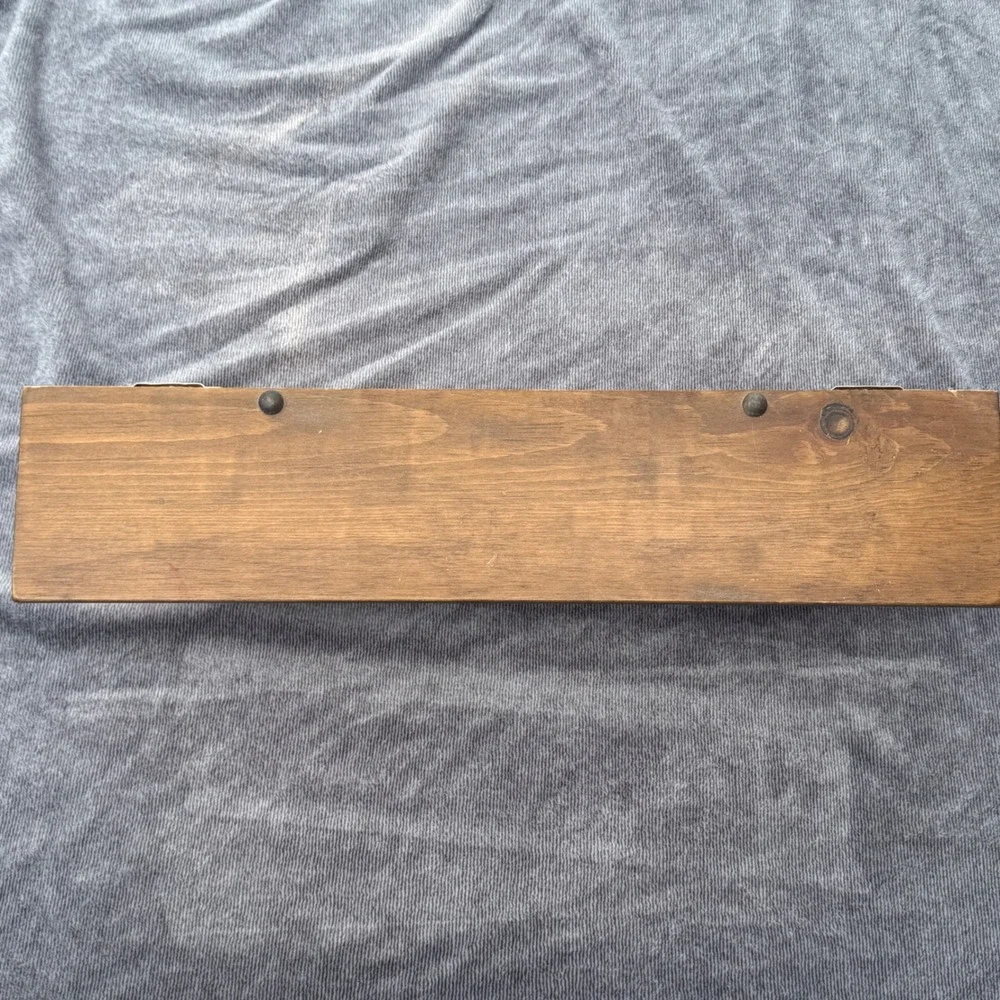 CottageCore Wooden Wall Shelf with Heart Cutouts and Hanging Pegs Vintage